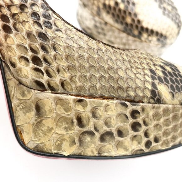 Christian Louboutin Bianca 120 Python Round Tpe Platform Stiletto High Heels - Picture 7 of 8